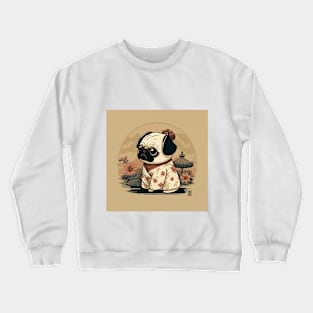 Pug in Tradition: Japanese Attire in Anime Style Crewneck Sweatshirt